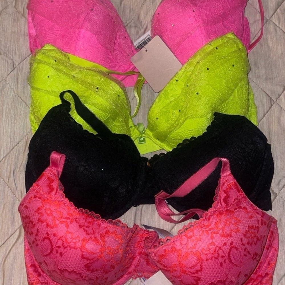 Women's Lace Bra Set - Pink, Yellow, Black